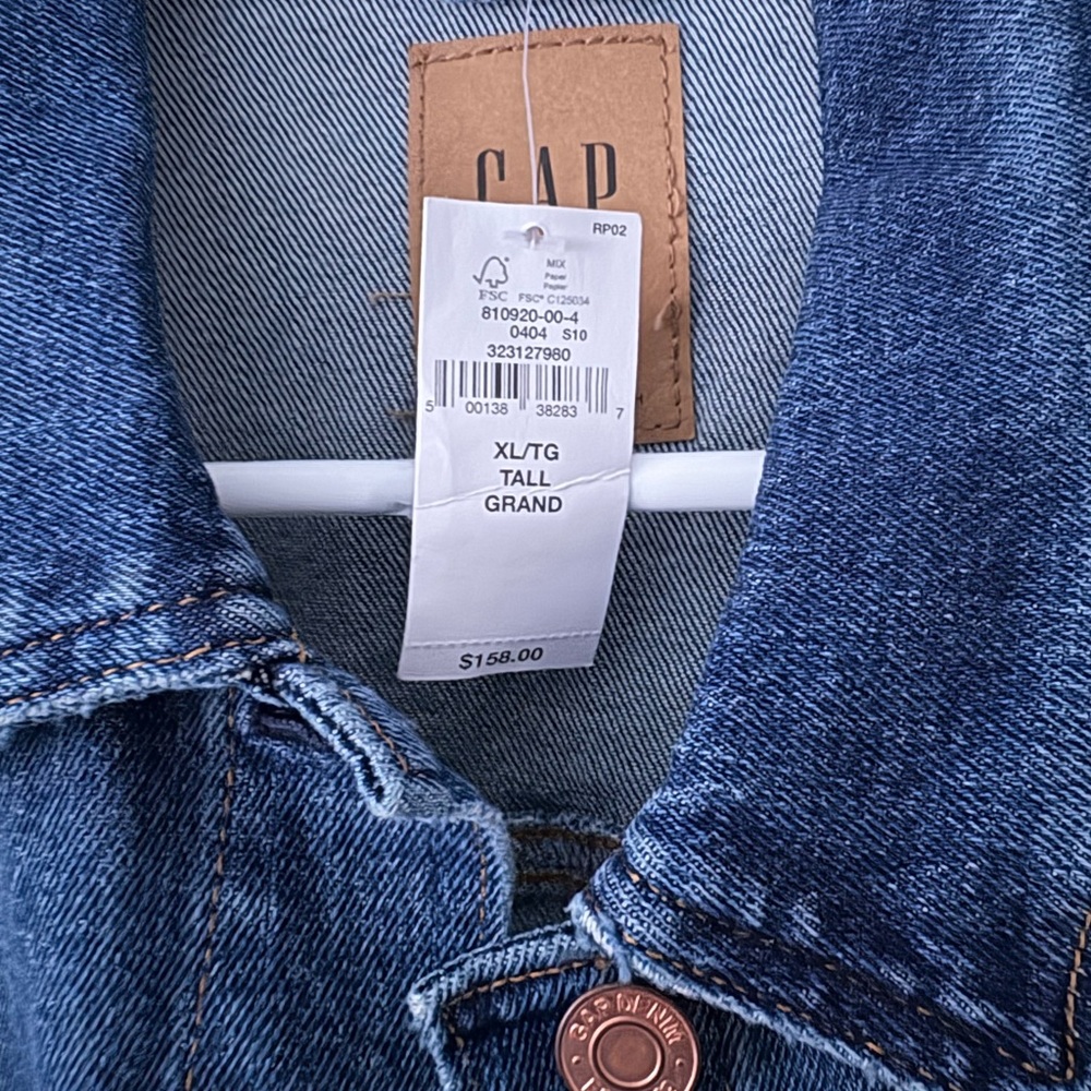 GAP Peplum Denim Jacket, Large Tall - Picture 3 of 4